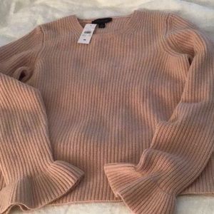 Ann Taylor blush  crew neck ruffle sleeve sweater